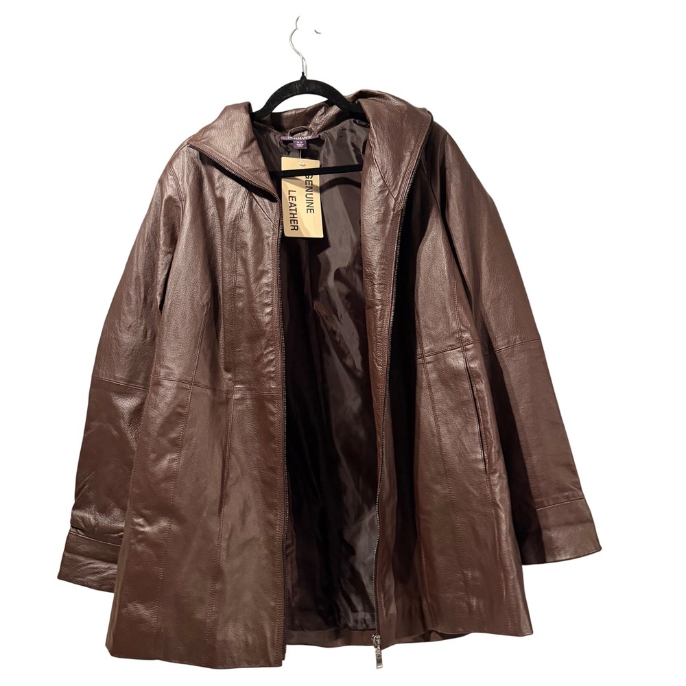 NWT Roamans‎ Boho Chic Brown Genuine Leather Jacket Coat Plus Size 14W